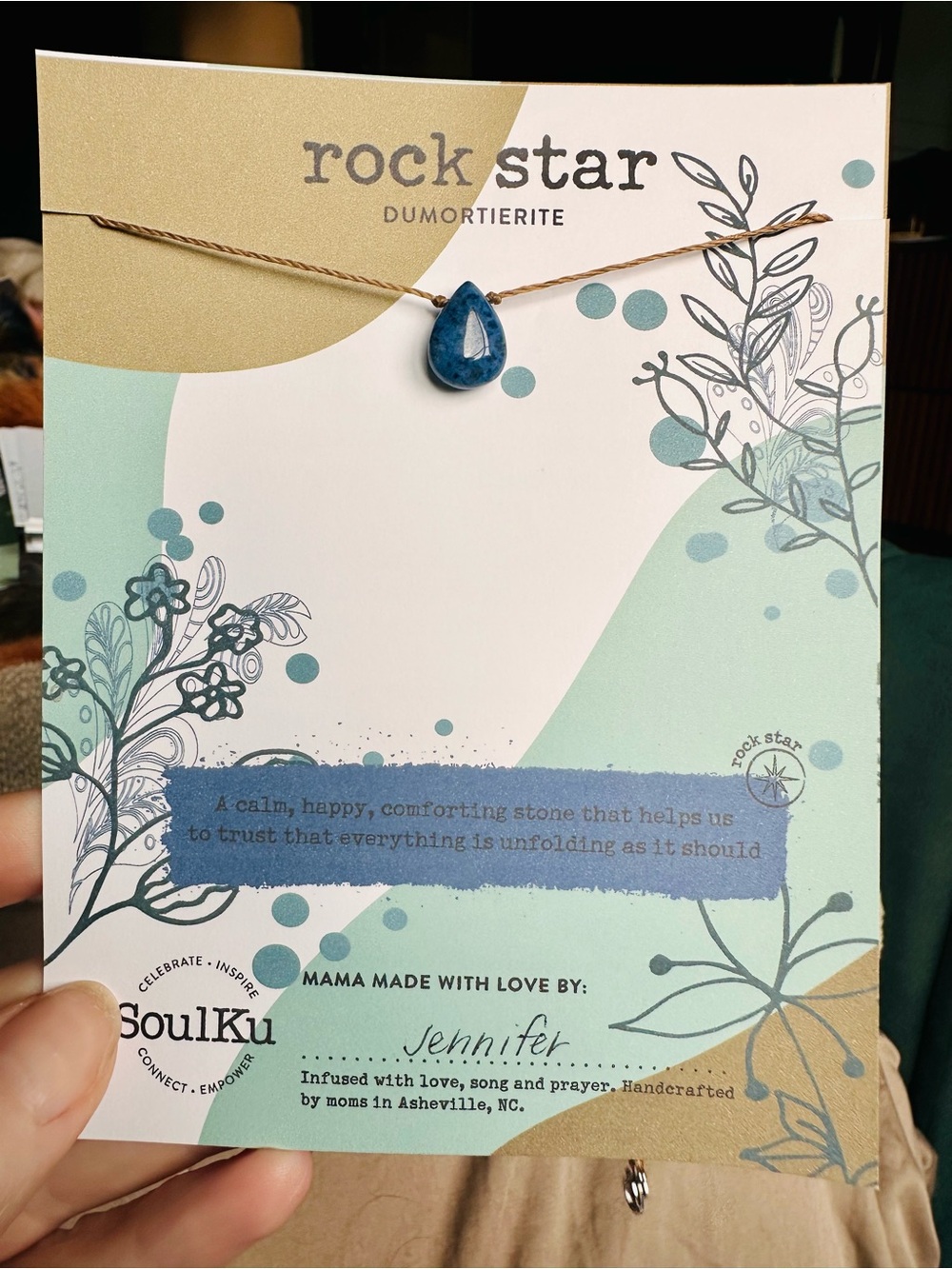 Soulku Dumortierite Teardrop Necklace in Deep Blue